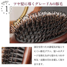 Load image into Gallery viewer, 猪毛ヘアブラシ クリーナー付き